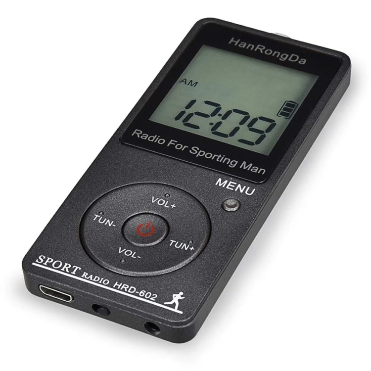 Multifunction Digital Display FM AM Mini Sports Radio with Step Counting Function Portable Music Player