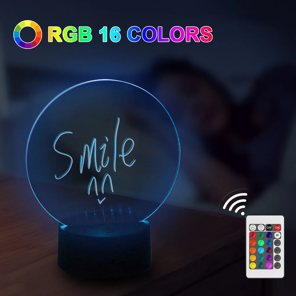 product 16 colors night light base erasable writing board creative night light diy rgb led message acrylic writing board light-38