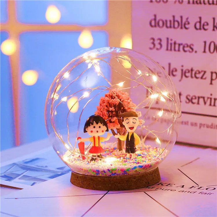 Flamingo Custom Mini Round Colorful USB Charging Xmas Snow Globe Lover Couple Valentines Day Led Night Light