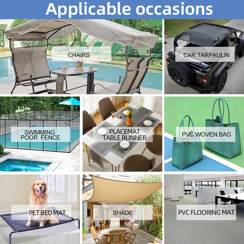 STARUNK 70% PVC and 30% Polyester Outdoor Beach Chair Fabrics Waterproof Sunscreen Swimming Pool Fence Mesh Fabric