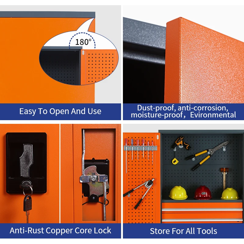 Factory Workshop Garage Two Door Tool Cabinet Heavy Duty Multi Functional Drawer Metal Tool Storage Cabinets