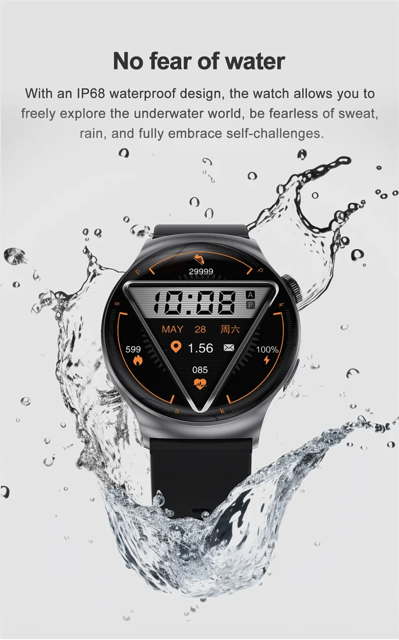 1,5-palčni HD okrogel polni zaslon na dotik NFC Compass Smartwatch športne ure BT Call pametna ura za moške ženske DT4 Mate (14).jpg