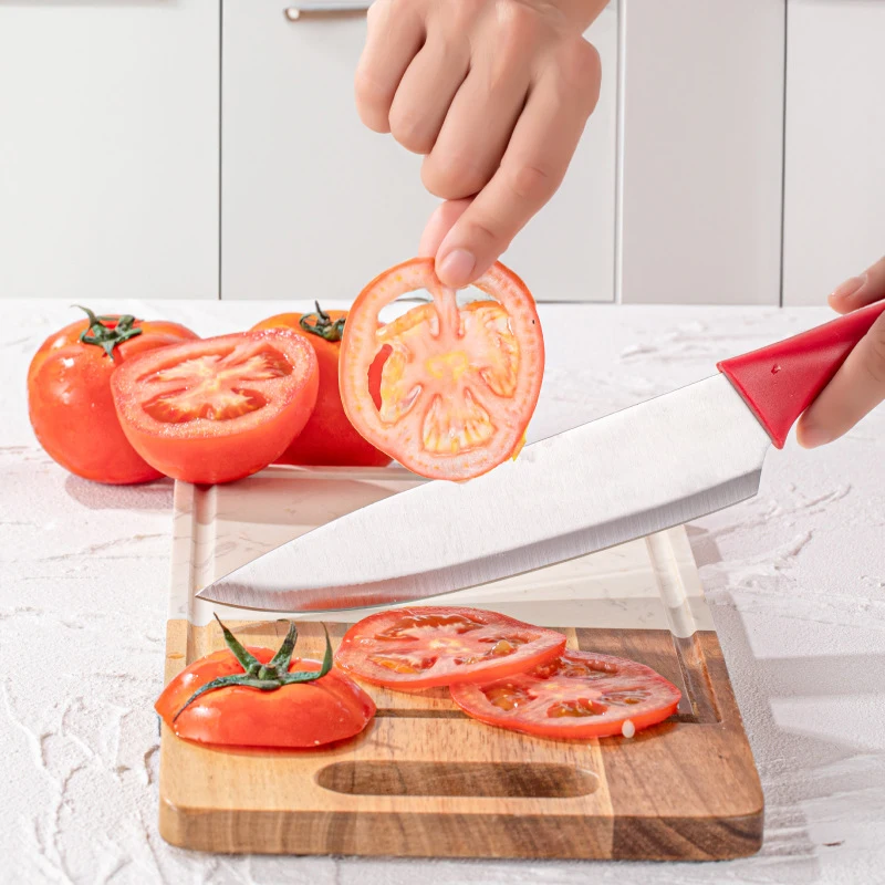 Razor Sharp High Carbon Stainless Steel Knives with Ergonomic Plastic Handles Kitchen Chef Knife Set & Steak Knives Set