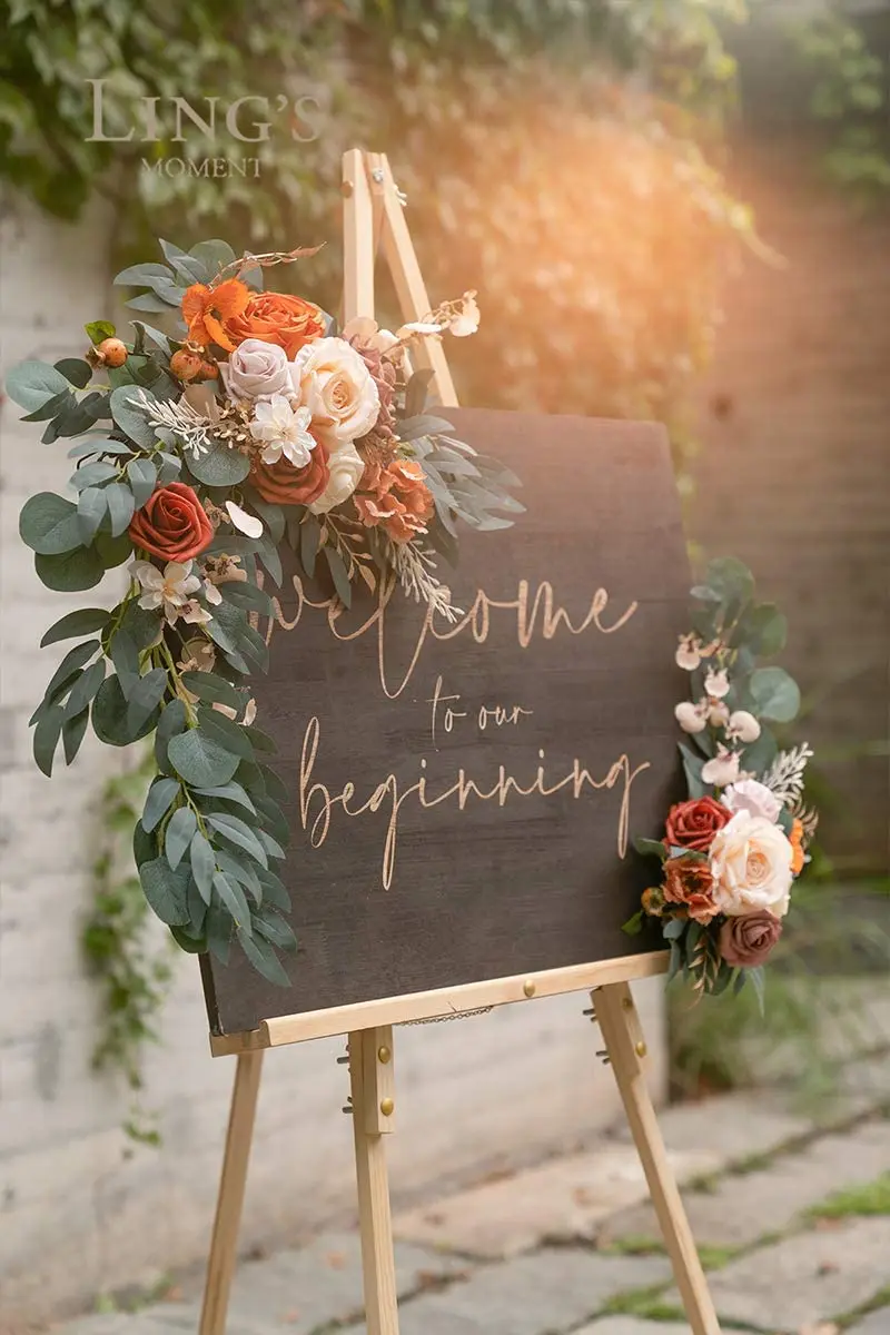 Artificial Flower Tag Is Suitable for Red Brown or Burnt Orange Wedding Ceremony logo Flower Decoration