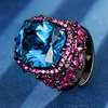 Bague ajustable en or noir avec cristal pointu