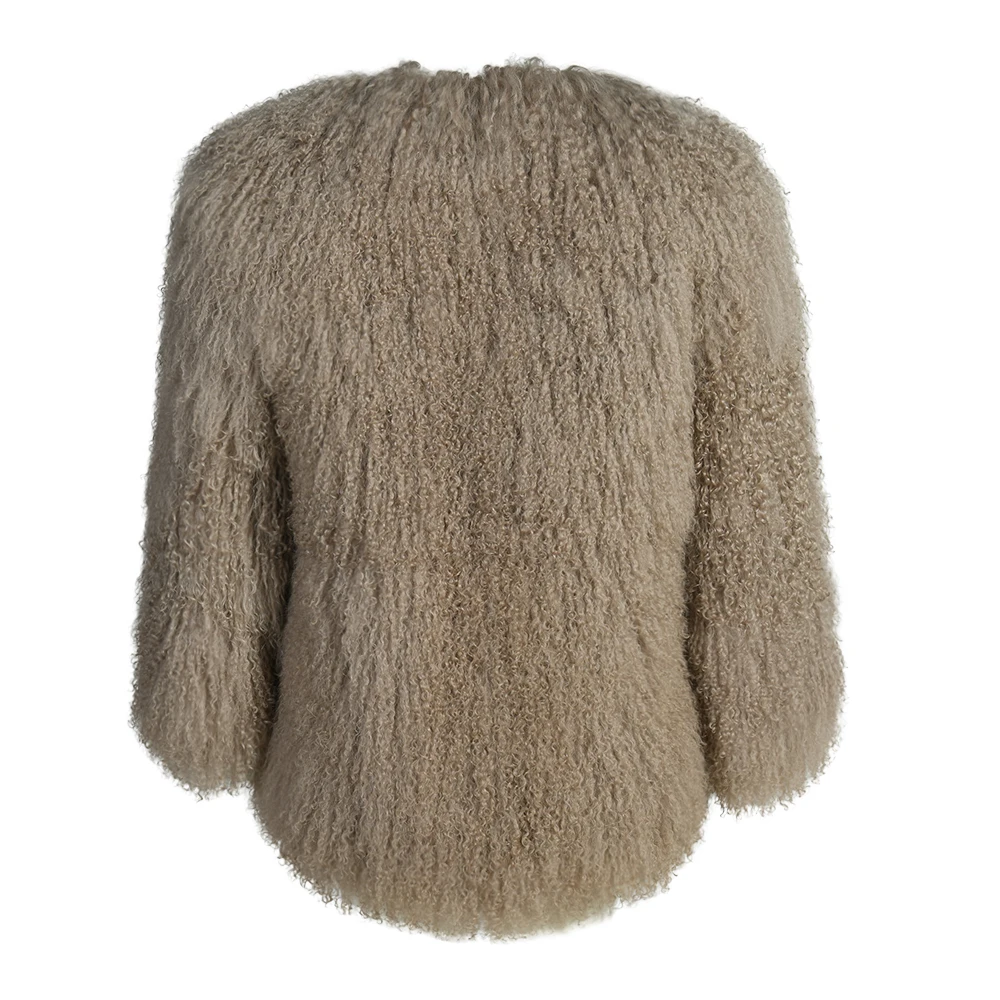Women Long Hair Natural Sheep Fur Coat Real Lamb Fur Jackets Fashion Lady Orange Real Fur Coat Manufactures