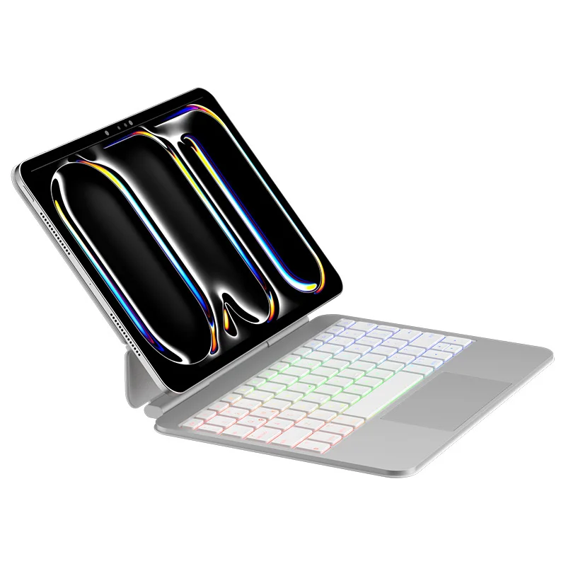 Bluetooth Magic Keyboard with Backlit Touchpad for iPad PU Leather & Aluminum Panel Multi-Touch Voice Input Supported