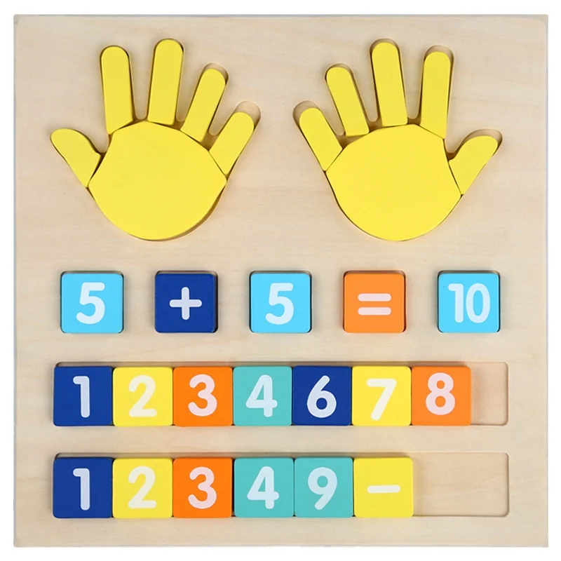 Wooden Finger Numbers Counting Board Toy Teaching Aids Numbers Wooden Board for Kids