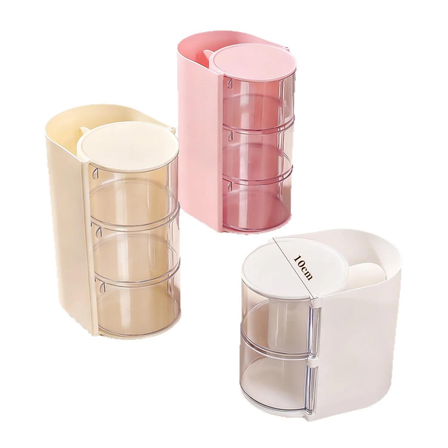 Rotating Dust-proof Makeup Organizer Desktop Compartment Storage Box for Makeup Sponges Cushion Compacts Cosmetics