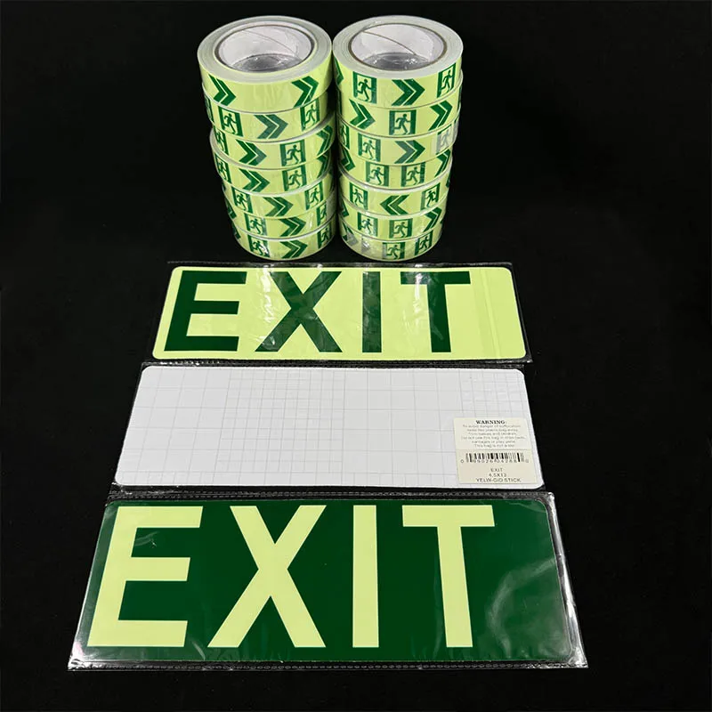 Custom Photoluminescent Film Eco Solvent Printing Self Adhesive Luminous Tape Aluminium Exit Stickers Glow in The Dark details