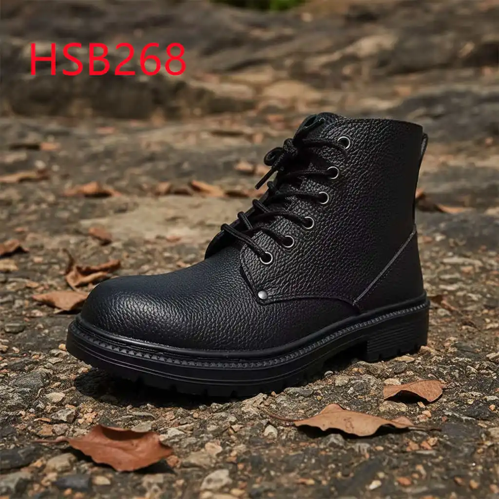 ZYF, közepes vágású gumitalpú biztonsági cipő varrással, kiváló ár-érték arány, karcolásgátló, domborított bőr munkacipők HSB268