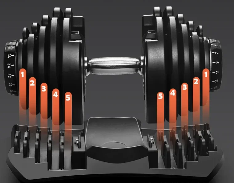 Adjustable Dumbbells 5kg to 40kg Easy Weight Change Dumbbells 17 Weights in 1 Dumbbell Set for Men