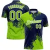 Brush-neon Green and Navy Blue