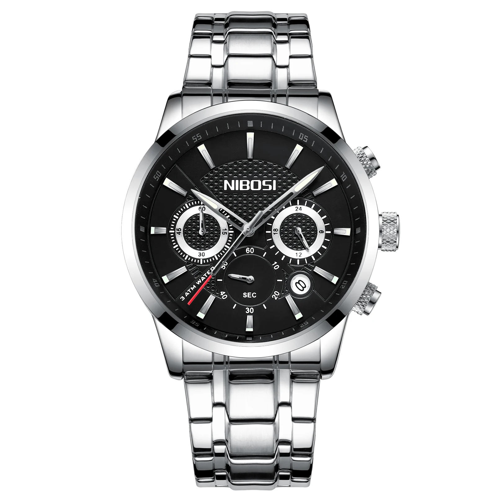 NIBOSI 2313 Ornate Classic Durable Fancy Design Factory Price Chronograph Low Price Men Quartz Watch with Stainless Steel Band