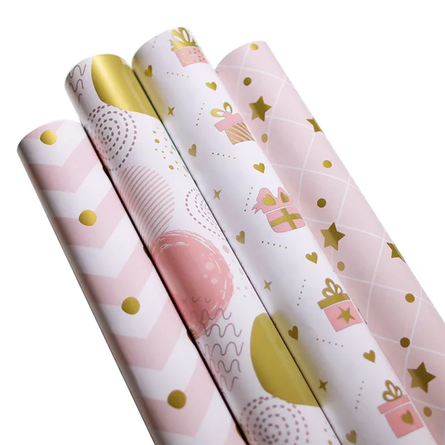 70*50cm pink gold and silver foil Christmas wrapping paper glossy coating birthday wrapping paper gift general wrapping paper