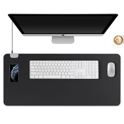 Гигантский кожаный водонепроницаемый коврик для мыши с напечатанным логотипом на заказ, 10 Вт, беспроводное зарядное устройство для быстрой зарядки телефона, Настольный коврик для мыши