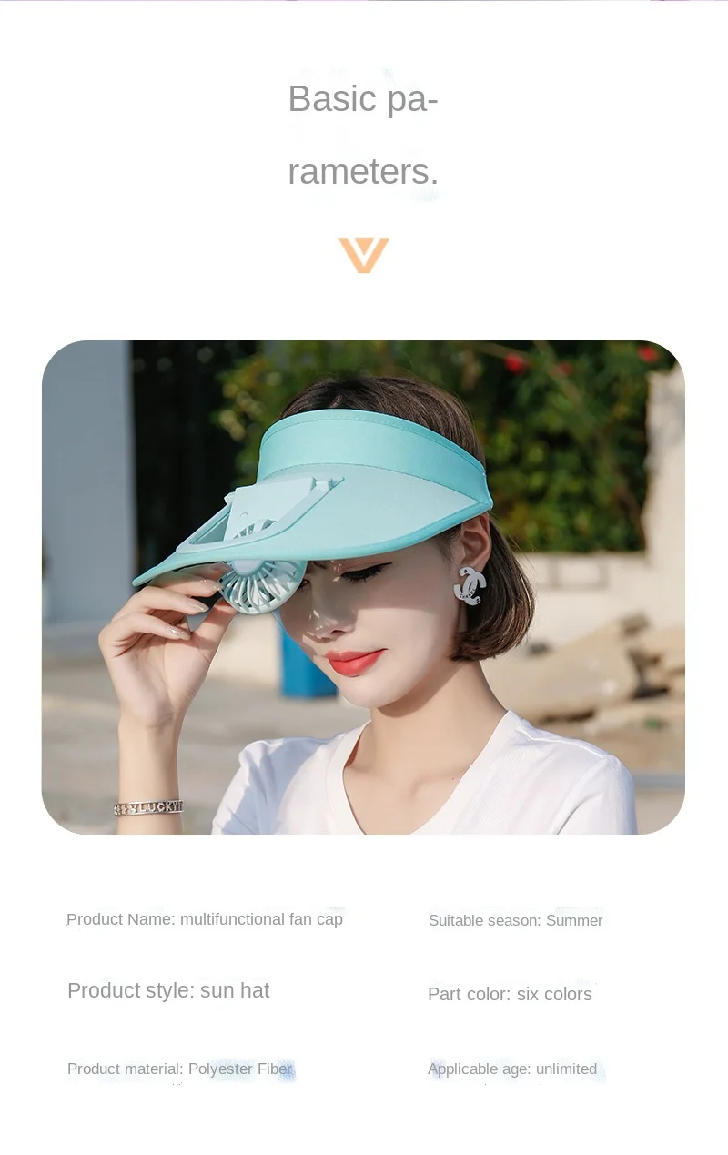 MTBB Rechargeable Fan Cap Solar Panel Powered Hats Summer Beach Outdoor Carton Adult Children Visor