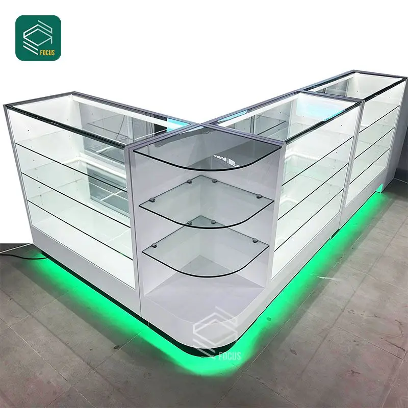 Retail Store Display Counter Countertop Glass Display Cigar Shop Display Showcase Smoke Shop Shelves