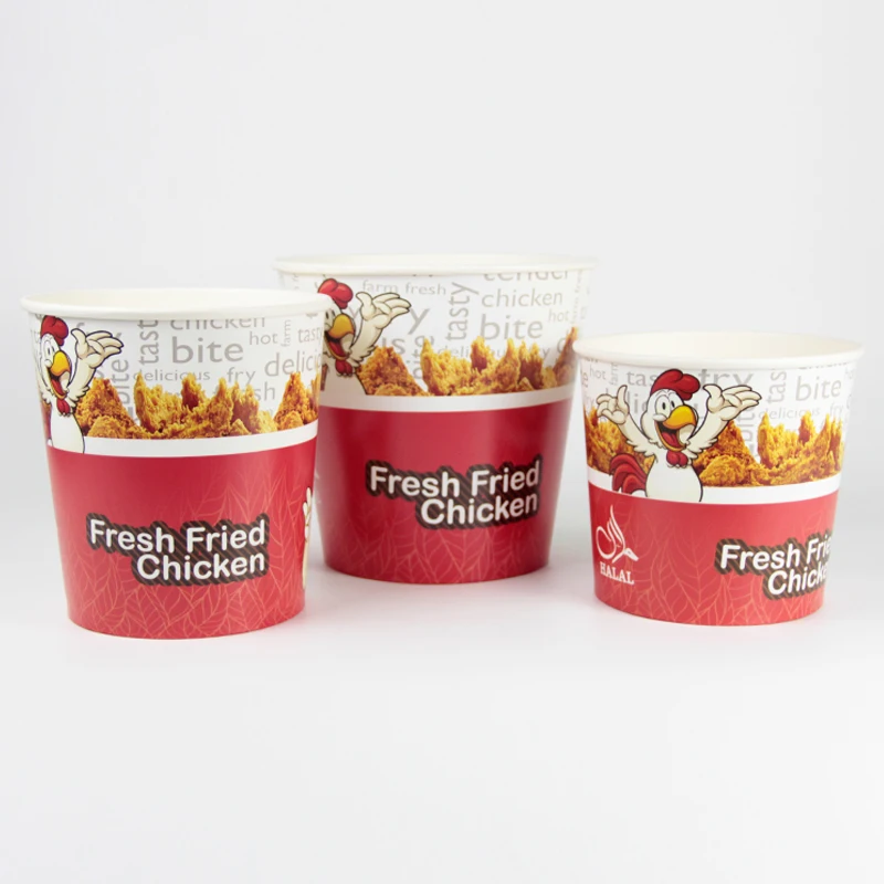 Chicken Bucket 130oz Paper Food Buckets with Lids (215mm) - 125 count, Coffee Shop Supplies, Carry Out Containers