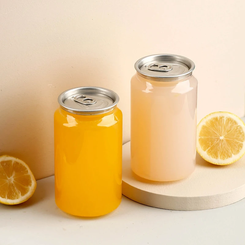 250ml 330ml 500ml 650ml Transparent Soda Cans Plastic Juice Bottles Pet Cans With Easy Opening Cap