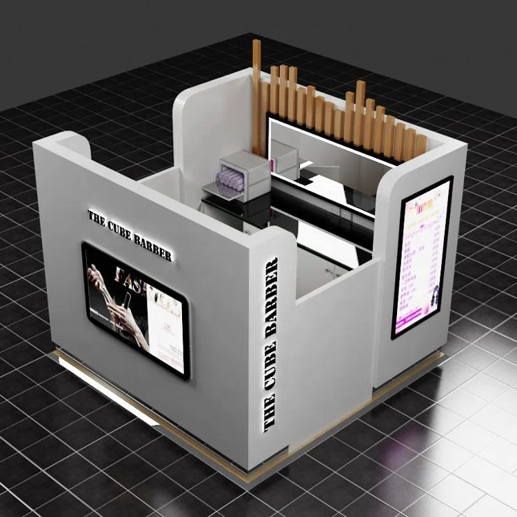 Mini Barber Kiosk Design Small Size Hair Cut Service Stand