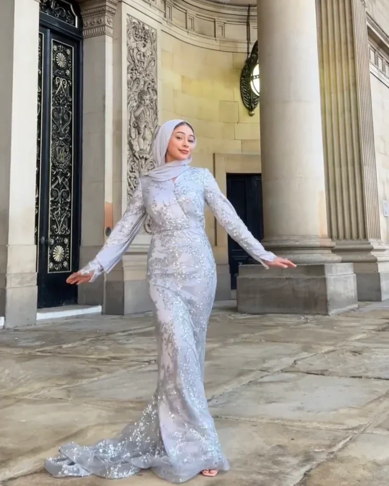 SIPO Muslim Big Sequin Deep V Neck Sexy Maxi Long Dress Mermaid With Long Train Lightweight Organza Luxury Abaya Dress SIPO Muslim Big Sequin Deep V Neck Sexy Maxi Long Dress Mermaid With Long Train Lightweight Organza Luxury Abaya Dress
