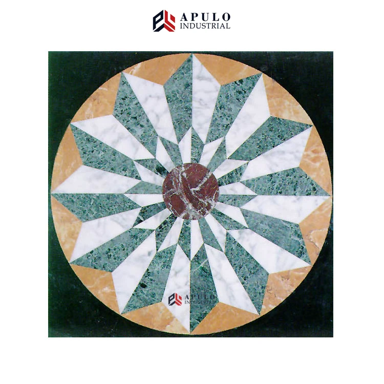 Factory Direct Sale Custom Design Round Marble Tiles Floor Stars Pattern Waterjet Hall Flooring 1200mm for Living Room Patterns