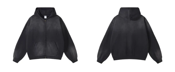 Vintage Cotton Hoodie Men Distressed Washed Oversized Heavyweight Women Plain Color Casual Autumn Fall Winter