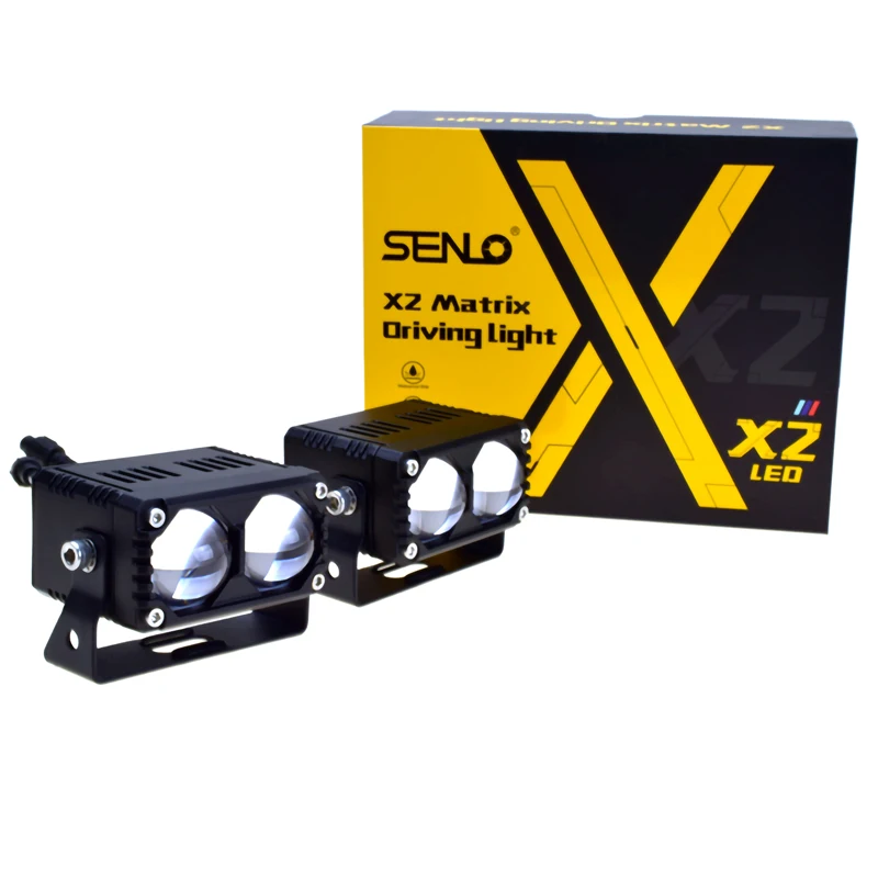 Senlo Blue Lens X2 Plus Dual Color Double Lens Motorcycle Led Light LED Mini Driving Light