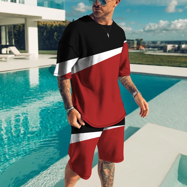 2023 Newest Men T Shirt Set 3D Print Cool Men's Clothes Outfits Casual Beach Shorts Suit Street Popular Tracksuit 2222_voghion.com