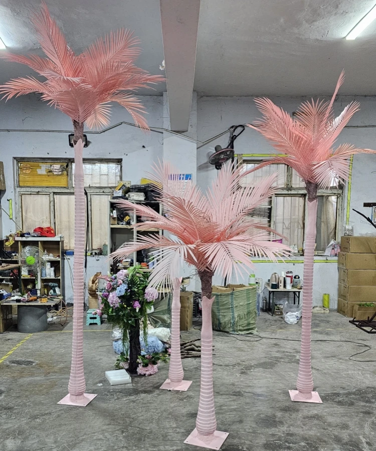 Artificial Outdoor Palm Tree Coconut Tree Plant Artificial Pink Coconut  Plant Artificial Tree for Outdoor Pool Beach Decor