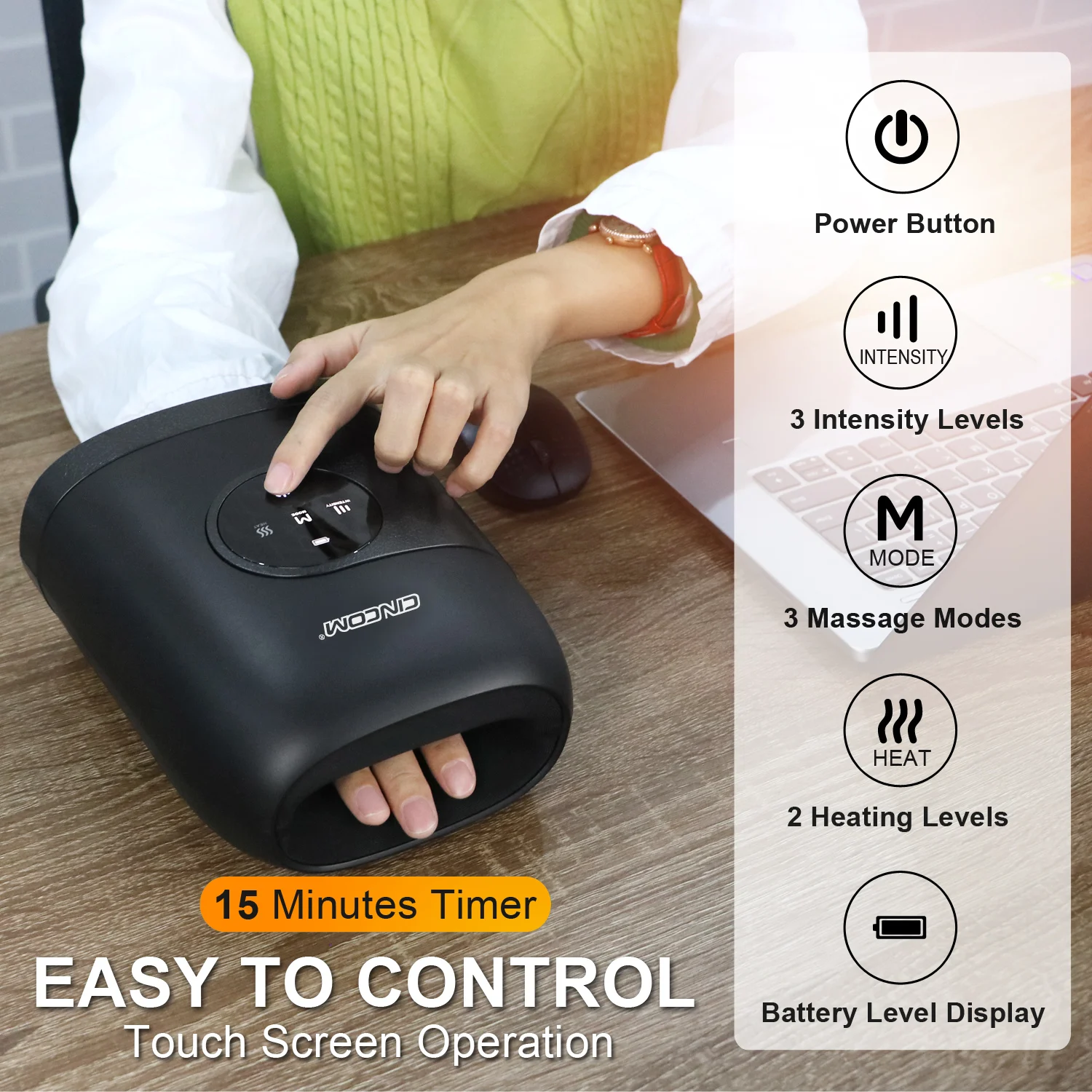 Máquina de masaje manual con calor, masajeador de manos eléctrico