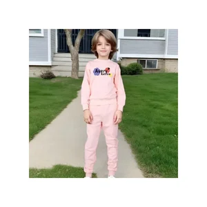 Unisex Children's Sweat Suit Set for Boys Casual Style with Solid Pattern for Spring and Autumn Wholesale
