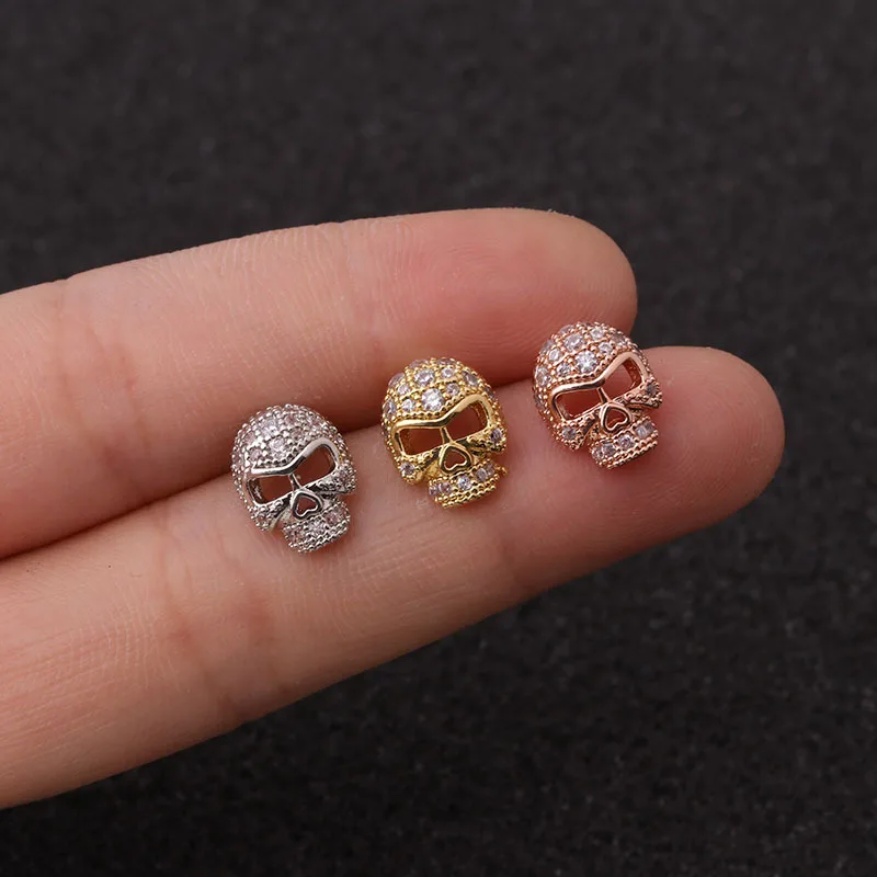20g CZ Tiny Cartilage Earrings Dainty Hand Eyes Owl Skull