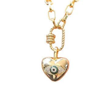 Factory Direct Sales Brass Necklace European And American Trend Peach Heart Dripping Oil English Alphabet Necklace Female