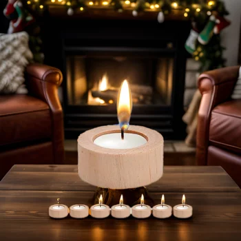 JMIATRY 9 Pezzi Porta Candele in Legno, Porta Candele di Legno, porta candele per Halloween, Matrimoni Centrotavola,San Valentino, festa di Natale, Decorazione da Tavolo