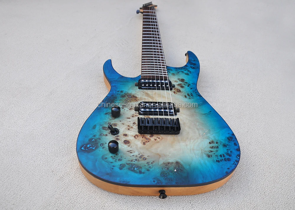 Flyoung Left Handed 7 Strings Electric Guitar Stringed Instruments Burl Maple Veneer Guitar