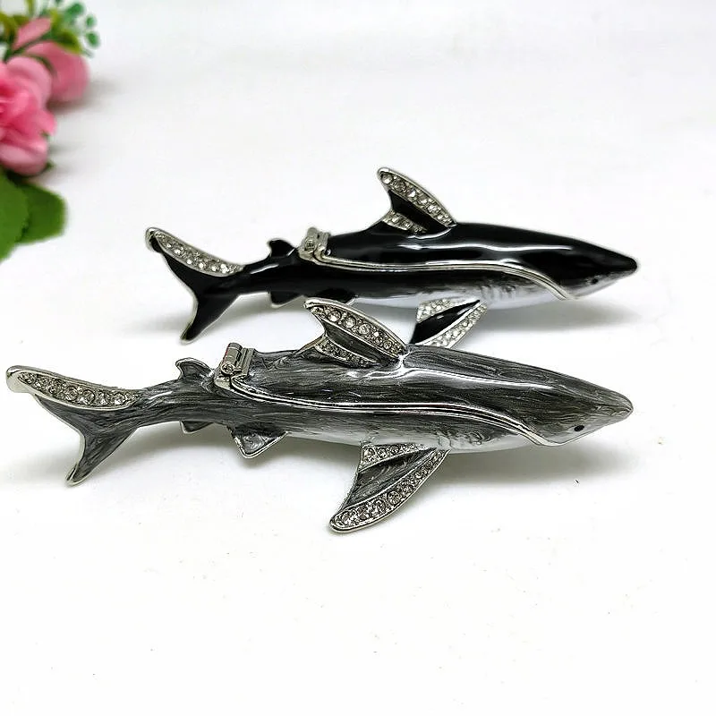 Shinnygifts Ocean Series Metal Craft Enamel Shark Trinket Box Desk ...