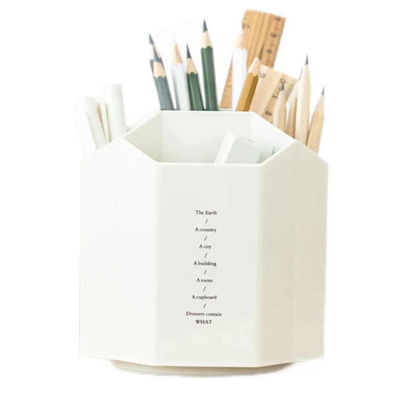 Customized Nordic Desk Organizer Multi-functional Corporate Elegant Swivel Rotating Plastic Pen Holder