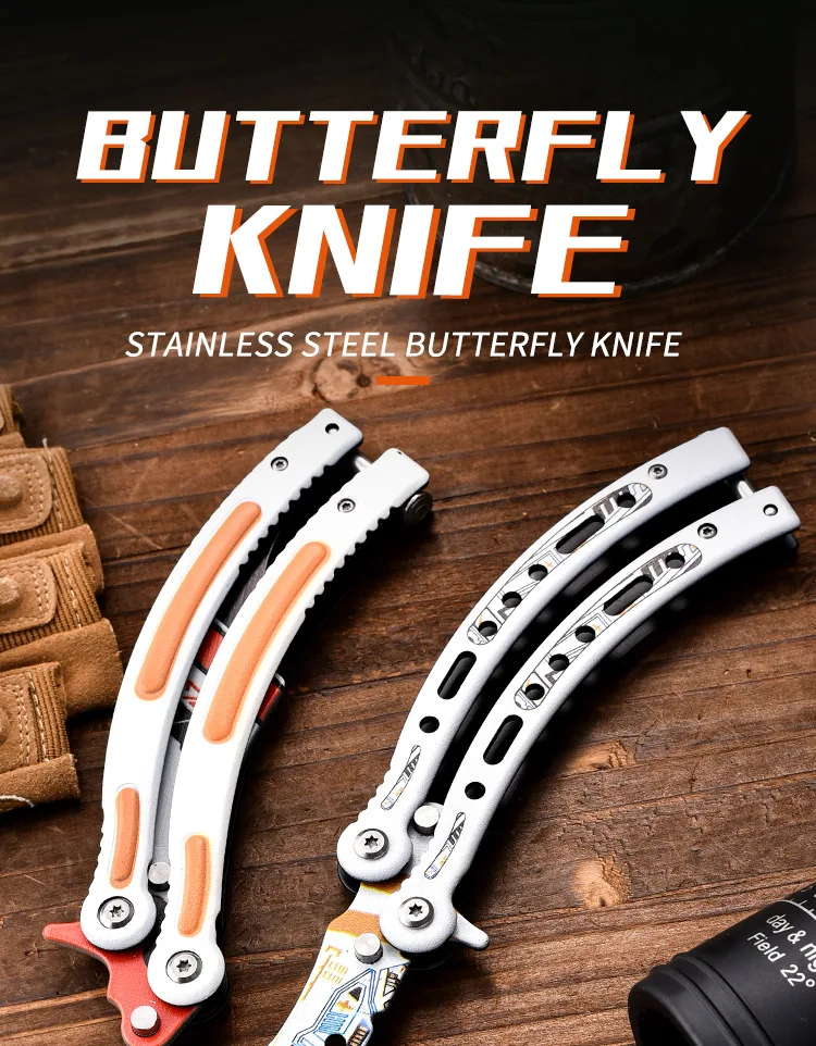 Practice Butterfly Knife Stainless Steel Dull Blade Butterfly Knives Edc Outdoor Tools Camping