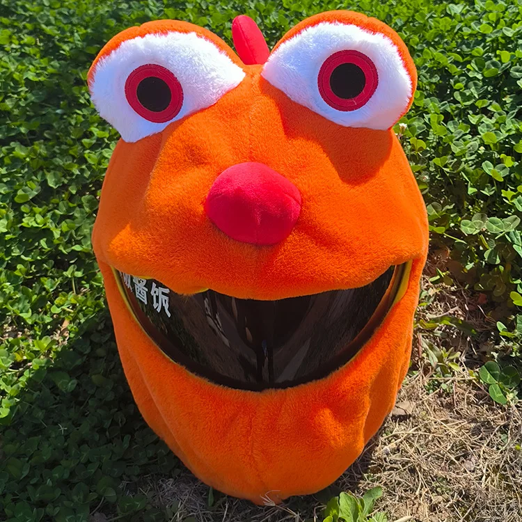 big fluffy orange monster motorcycle helmet Cover ORANGE MONSTER - FunnyHelmetCovers