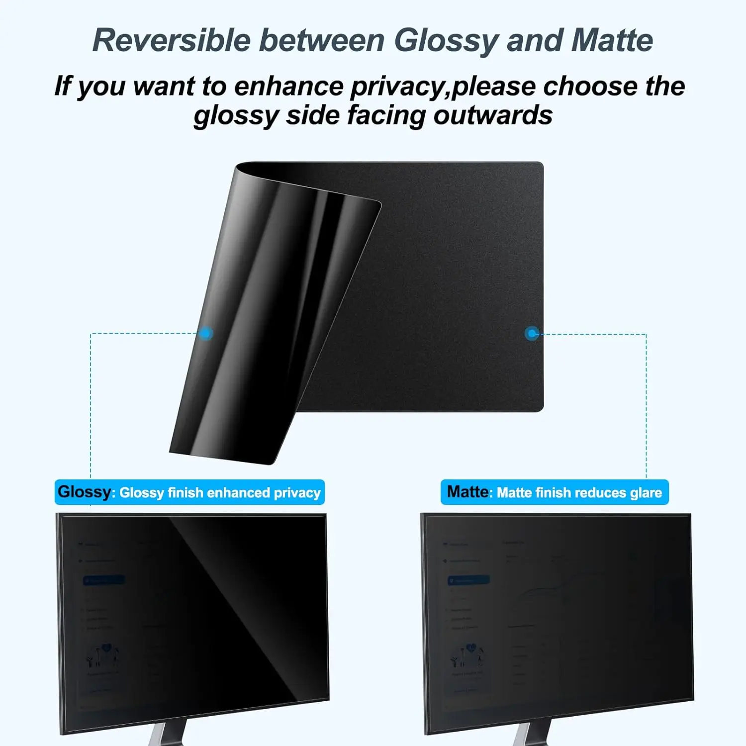24 Inch Computer Privacy Screen Protector for Aspect Ratio 16:9 Removable Privacy Shield Anti-shock Anti-glare Anti-fingerprint