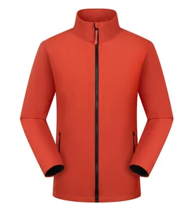Wholesale Stand Collar Softshell Jacket Outdoor Leisure and Mountaineering Solid Color Windproof and Breathable with Zipper