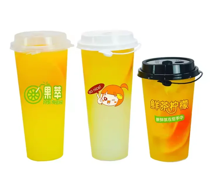 China PP PET Cup for Cold Drinks Boba Tea Cups Beverage Smoothies 14oz Yogurt  Plastic Cups with Lids