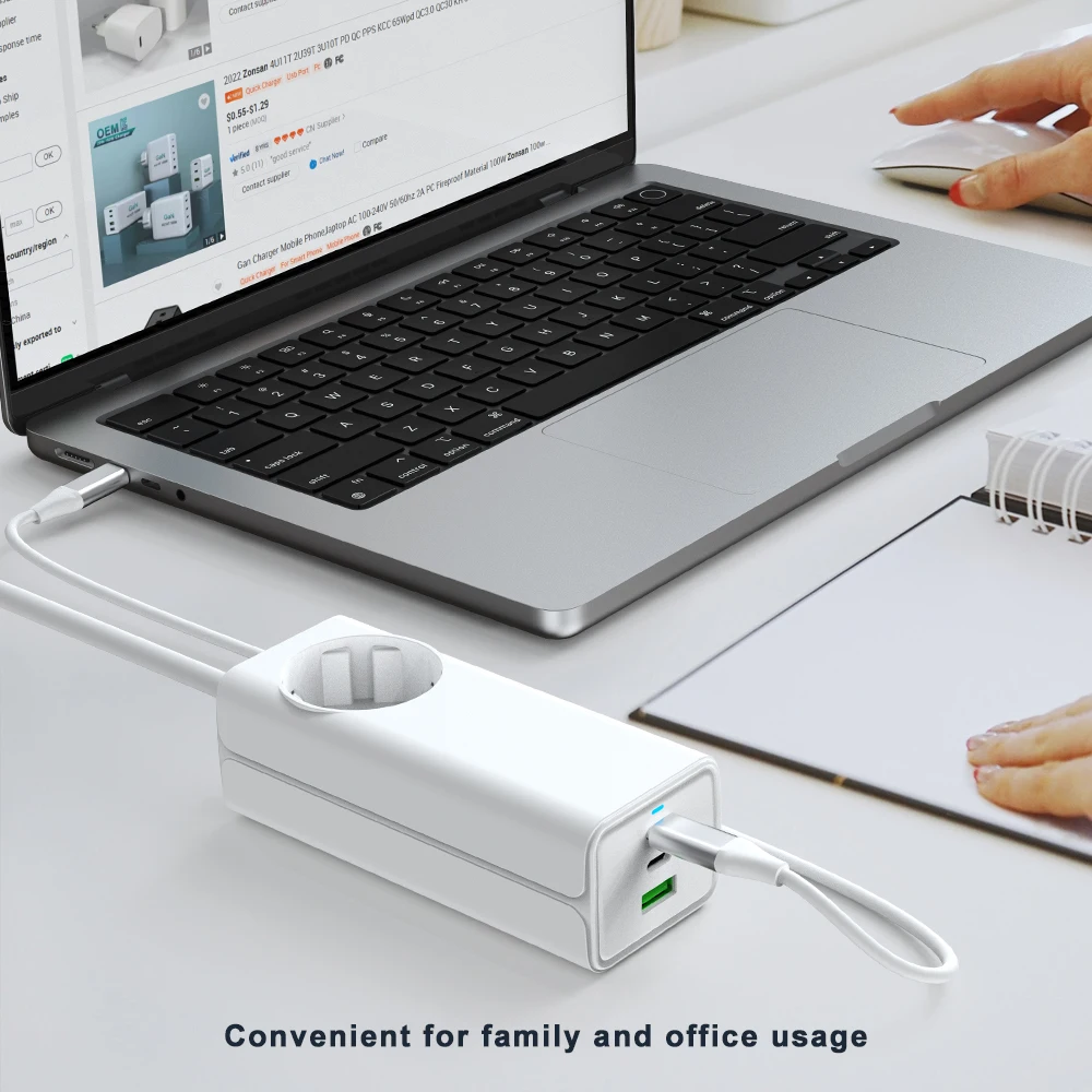 New Design Power Strip 100w Pd Fast Charge With 3 Usb Ports For 2500w High Power Appliances