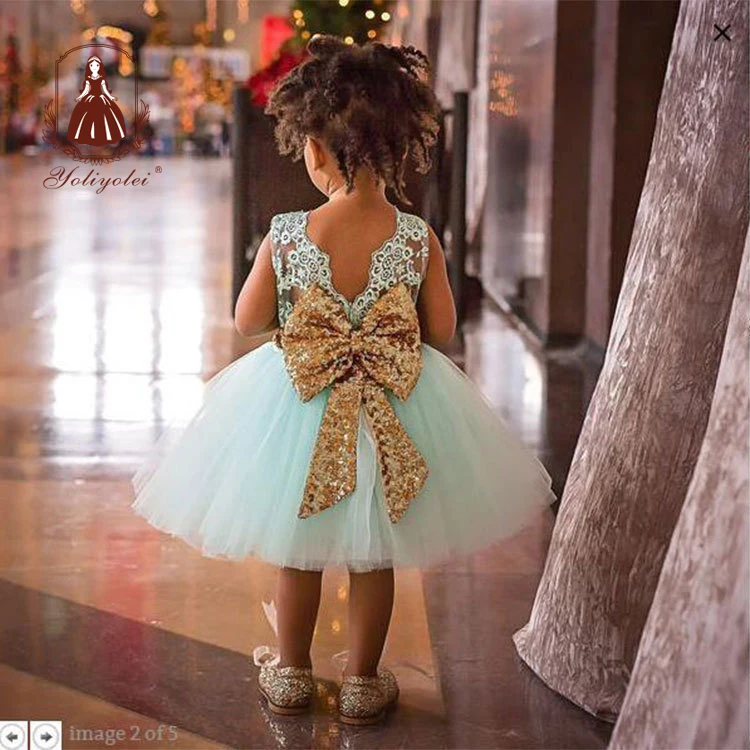 2020 New Fashion Sequin Flower Girl Dress Party Birthday Toddler Baby Girls  Clothes Wedding Princess Children Kids Girl Dresses