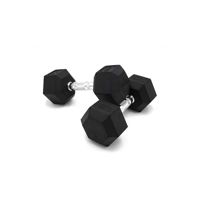 Custom Weight Lifting Dumbbell Set Man Fitness Black Rubber Hex