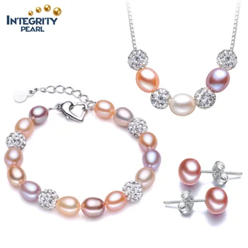 Good quality Baroque Latest Design Real Natural Bridal Pearl Jewelry Sets For Women jewelry