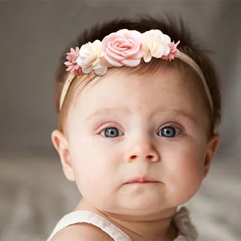 Song May Baby Girl Floral Nylon Headbands Rose Peony Daisy Flower Baby Headbands Turban Headwraps Newborn Nylon Hair Band