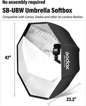 Godox SB-UBW 120cm Umbrella Octagon Softbox Reflector Kit with Carrying Bag for Portrait or Product Photography detail image